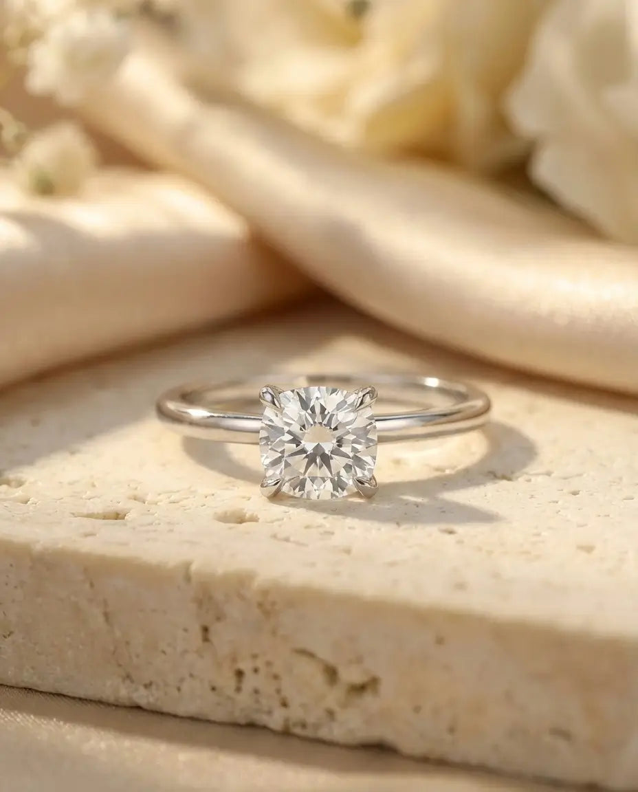 Anello Moissanite Solitario Taglio Cushion Quadrato 1 ct, Argento Sterling 925 Minimalista