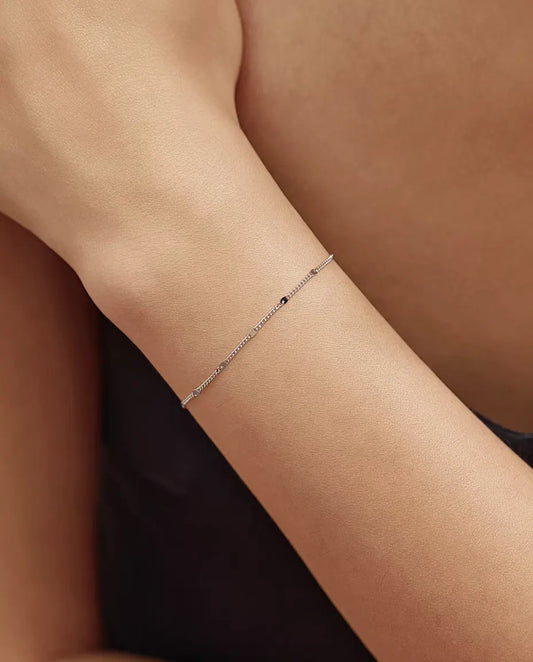 Bracciale Catena con Paillettes in Argento 925 - indossato al polso