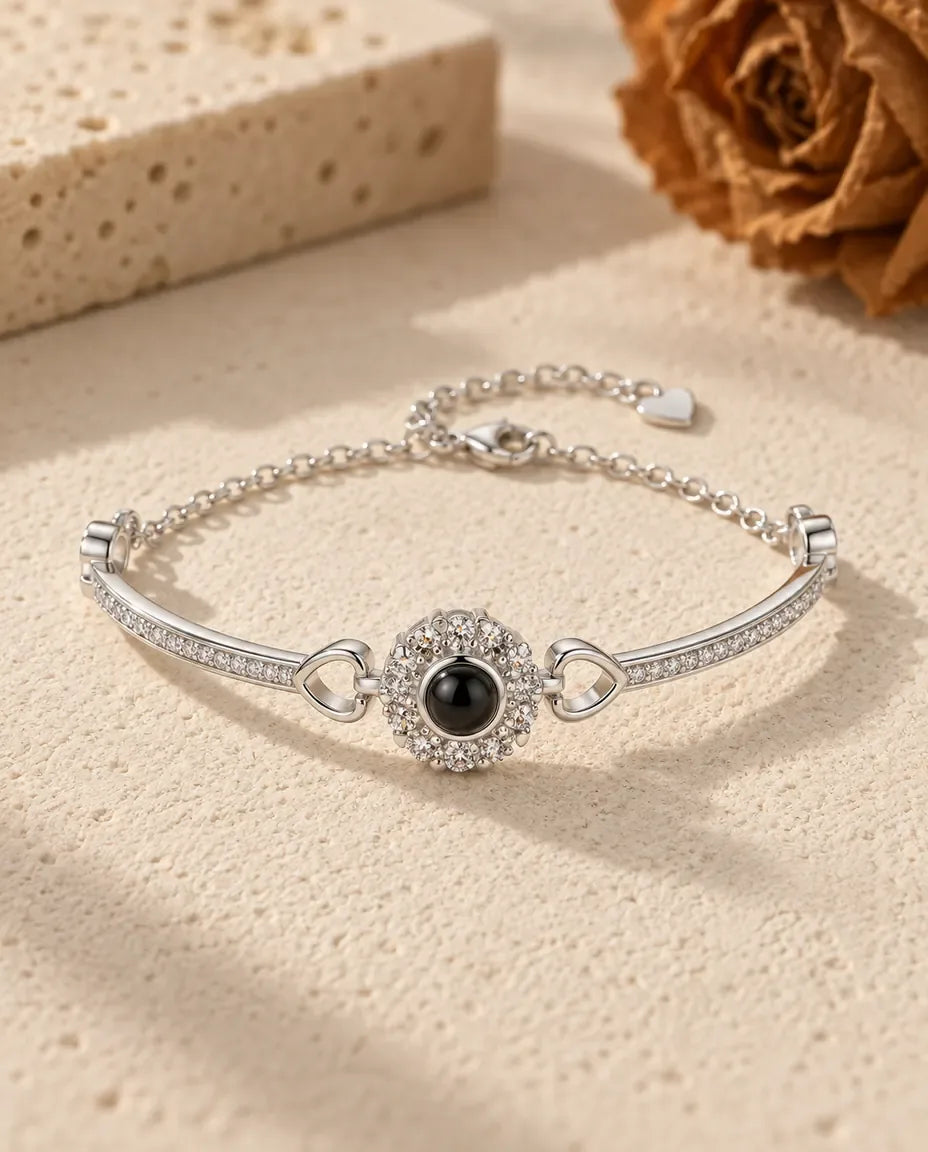Bracciale con Foto Dentro - vista frontale in argento