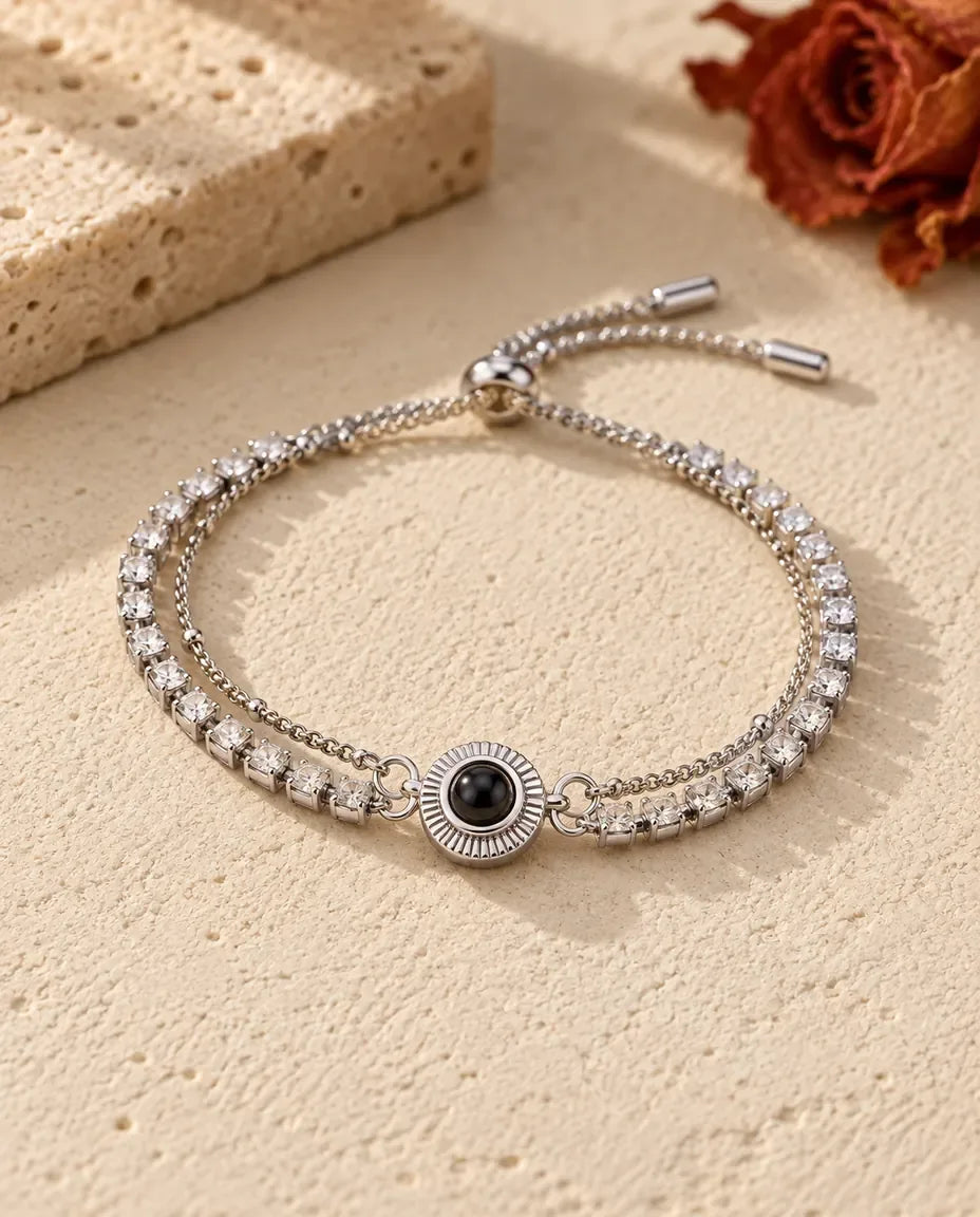 Bracciale con Foto Dentro - vista frontale in argento