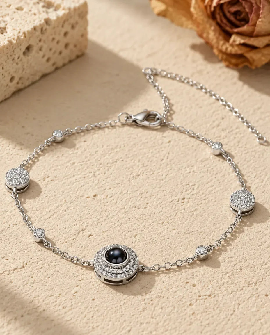 Bracciale con Foto Dentro - vista frontale in argento