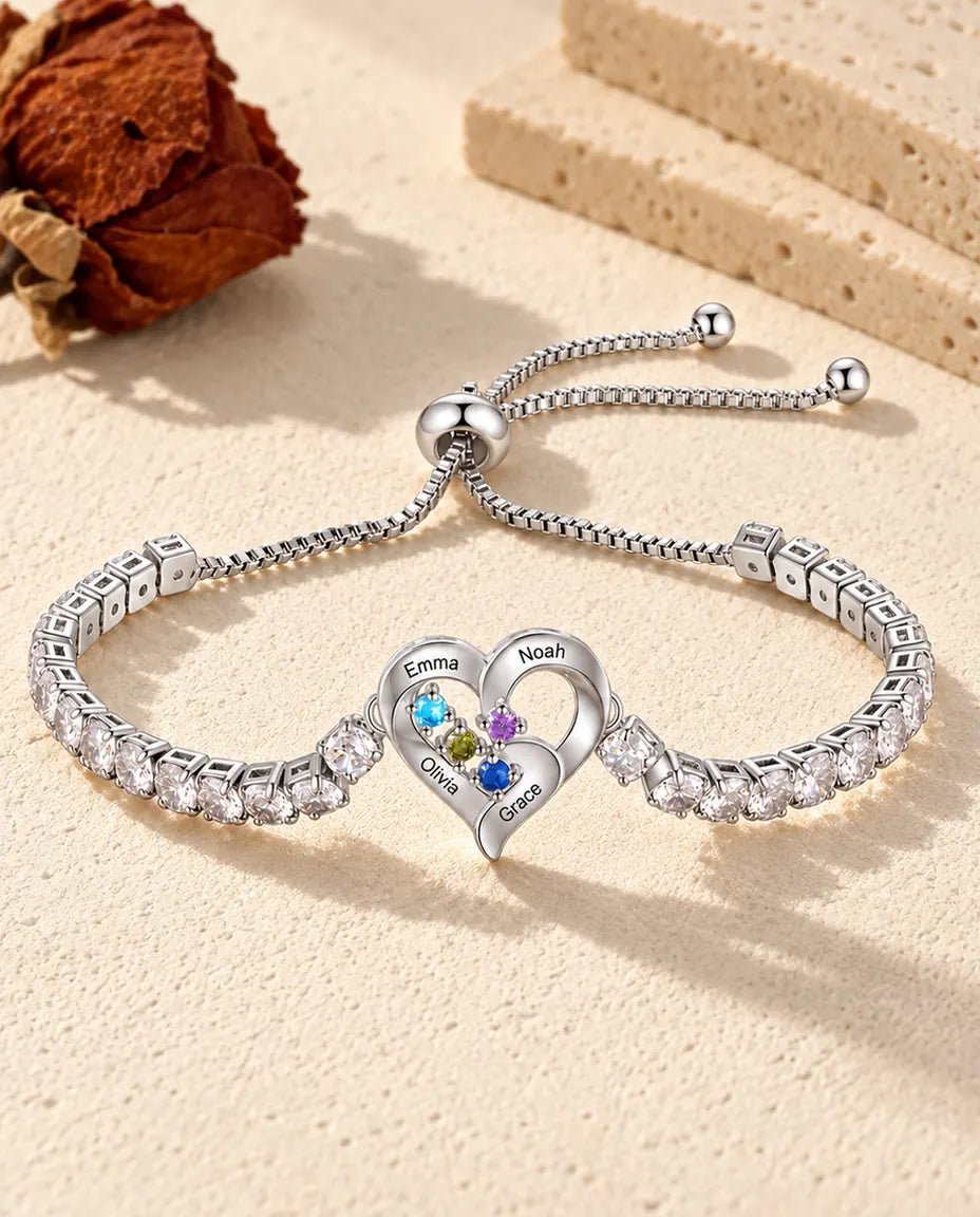 Bracciale Tennis con Zirconi e Cuore Aperto - vista frontale