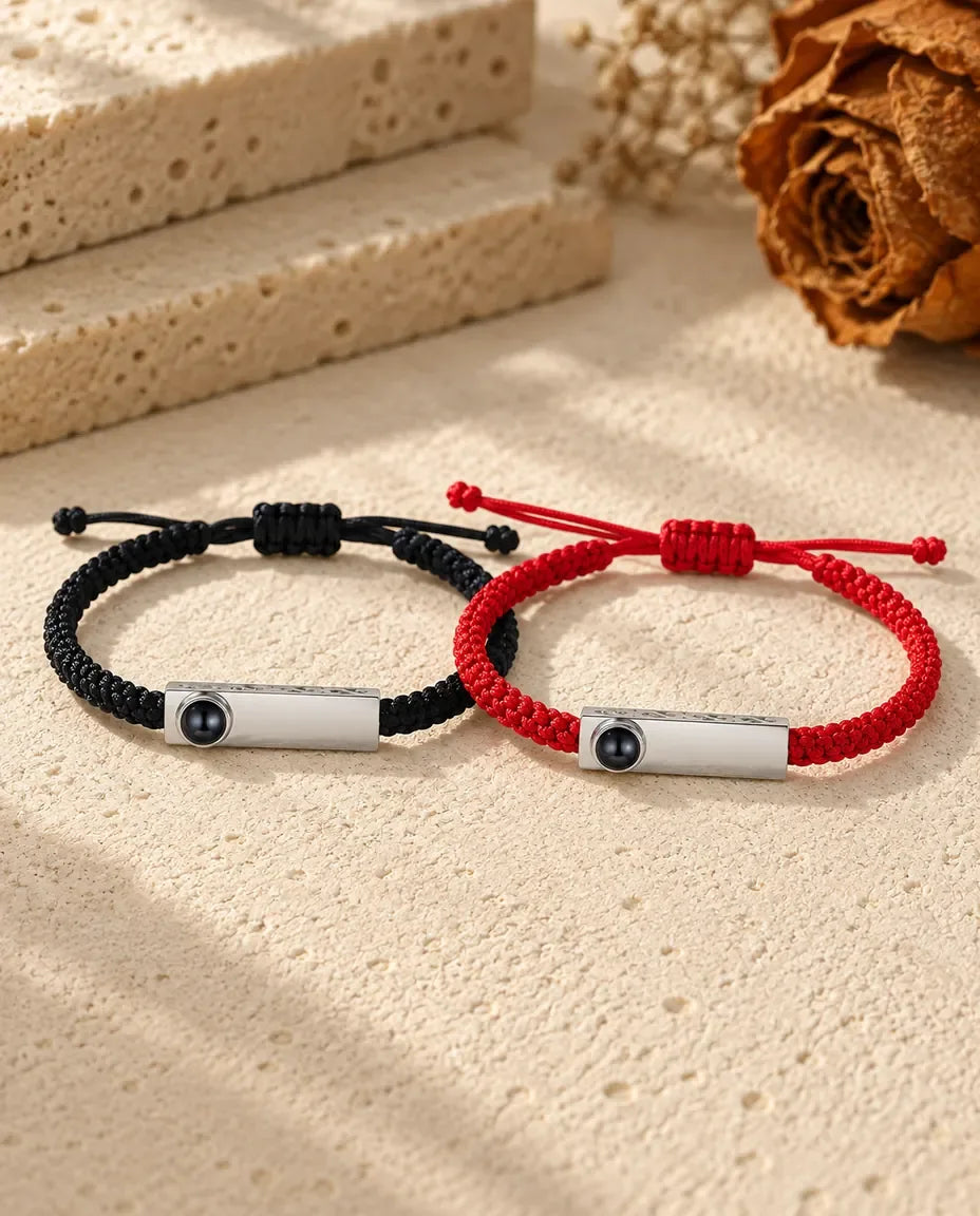 Bracciali di Coppia con Foto Dentro - coppia abbinata distesa