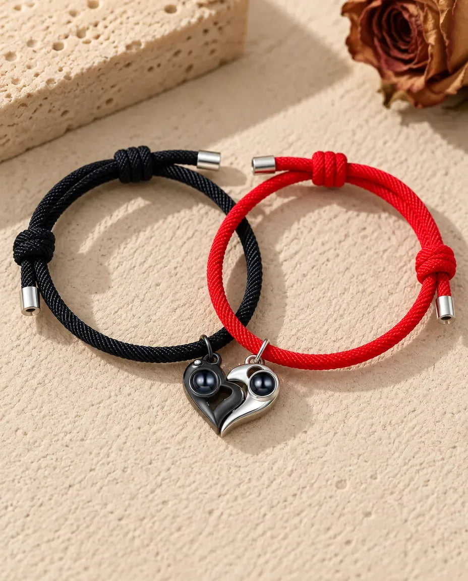Bracciali di Coppia con Foto Dentro - coppia abbinata distesa