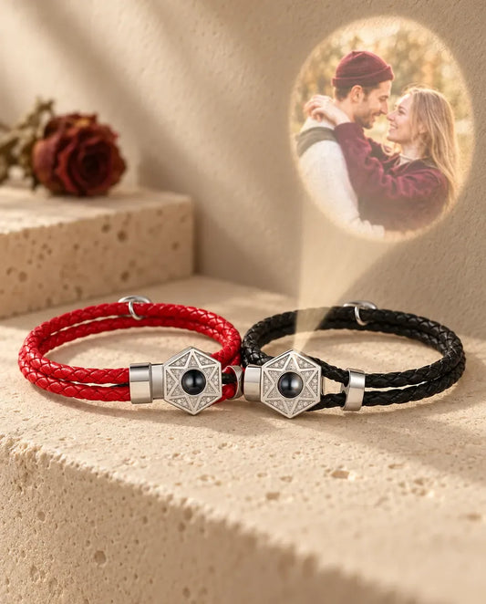Bracciali di Coppia con Foto Dentro - proietta la foto nascosta sul muro
