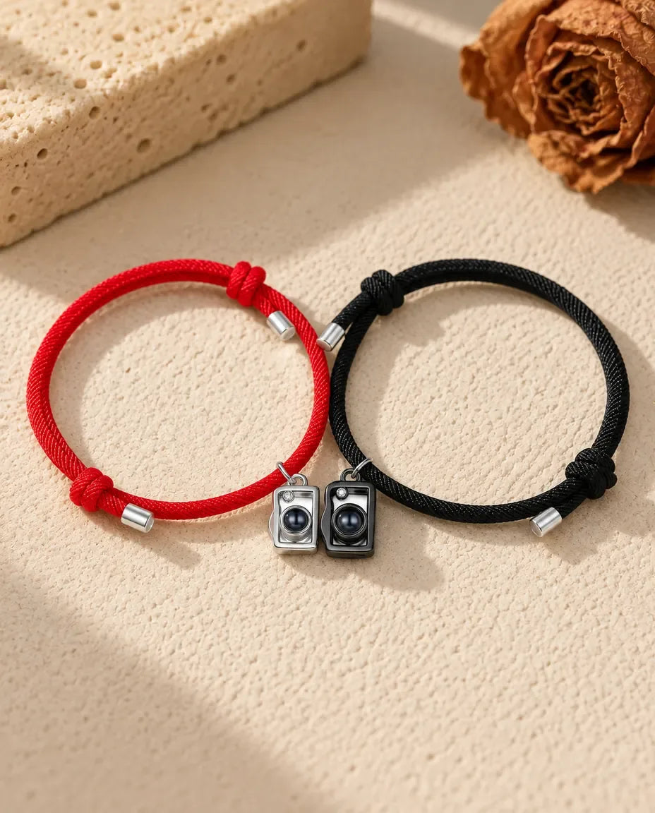 Bracciali di Coppia con Foto Dentro - coppia abbinata distesa