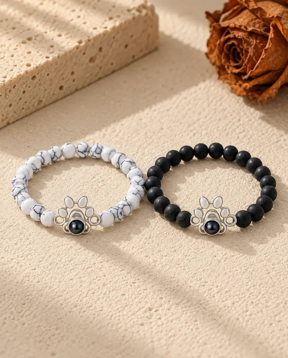 Bracciali di Coppia con Foto Dentro - coppia abbinata distesa