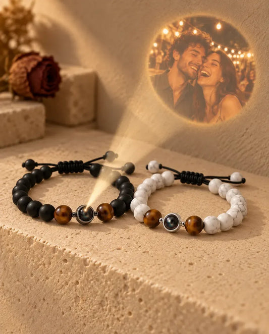 Bracciali di Coppia con Foto Dentro - proietta la foto nascosta sul muro