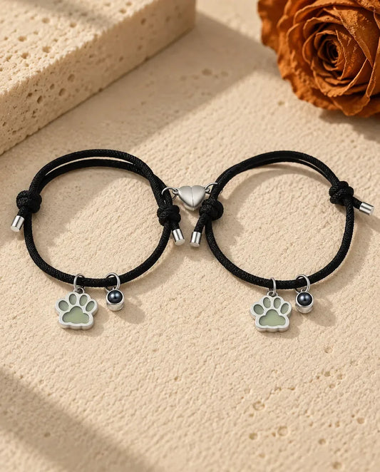 Bracciali di Coppia con Foto Dentro - coppia abbinata con zampe fosforescenti verdi