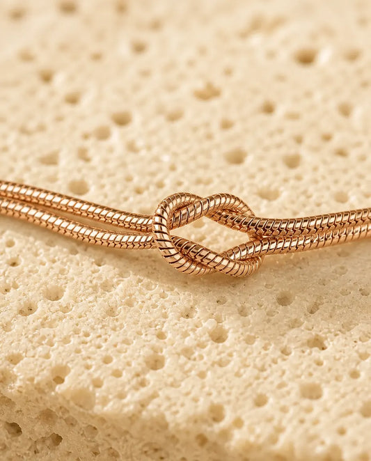 Bracciali di Coppia Nodo d'Amore – Set da 2 in Acciaio Inox Impermeabile, Catena Snake, 5 Colori