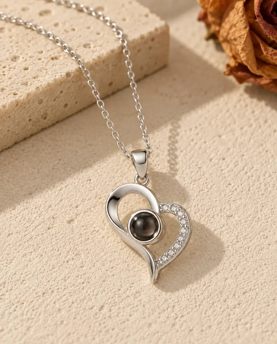 Collana con Foto Dentro - vista frontale in argento