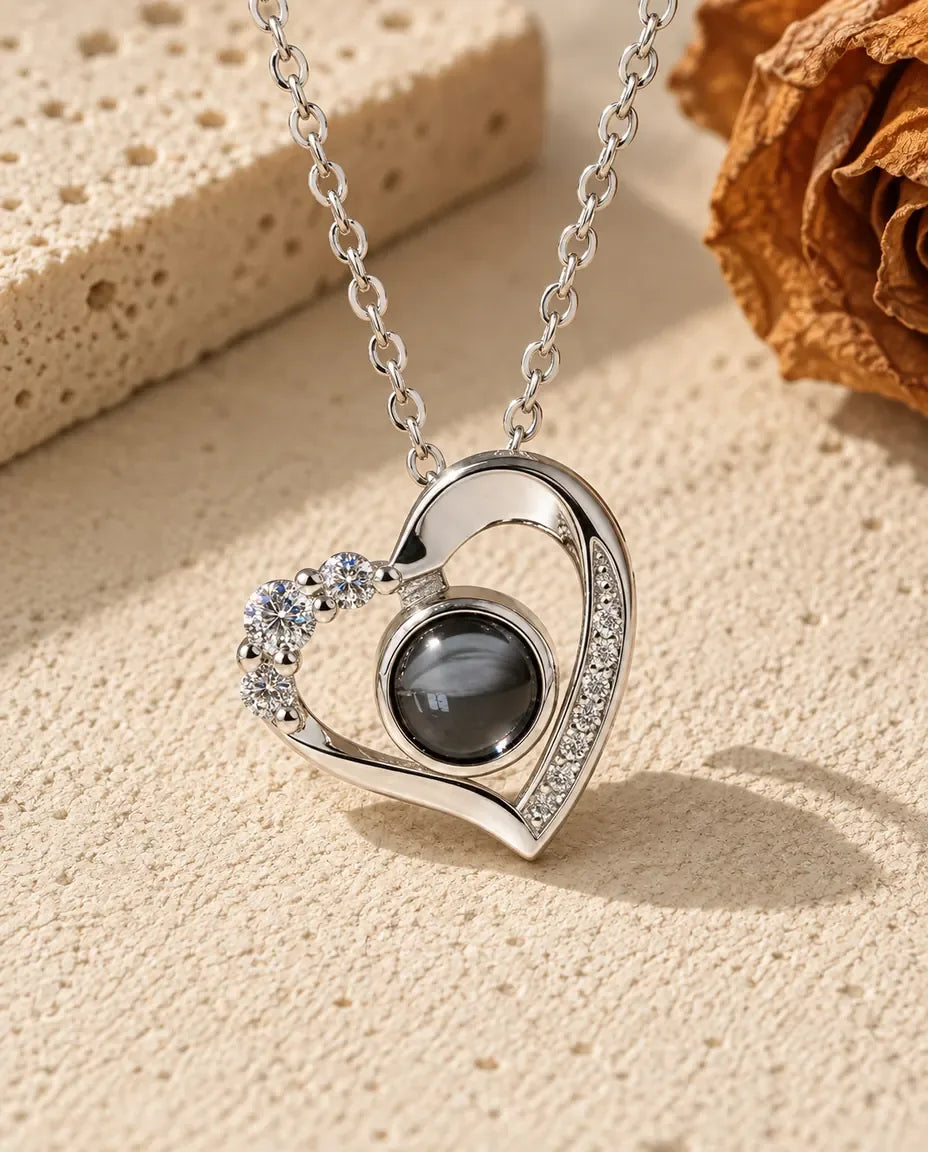 Collana con Foto Dentro - vista frontale in argento