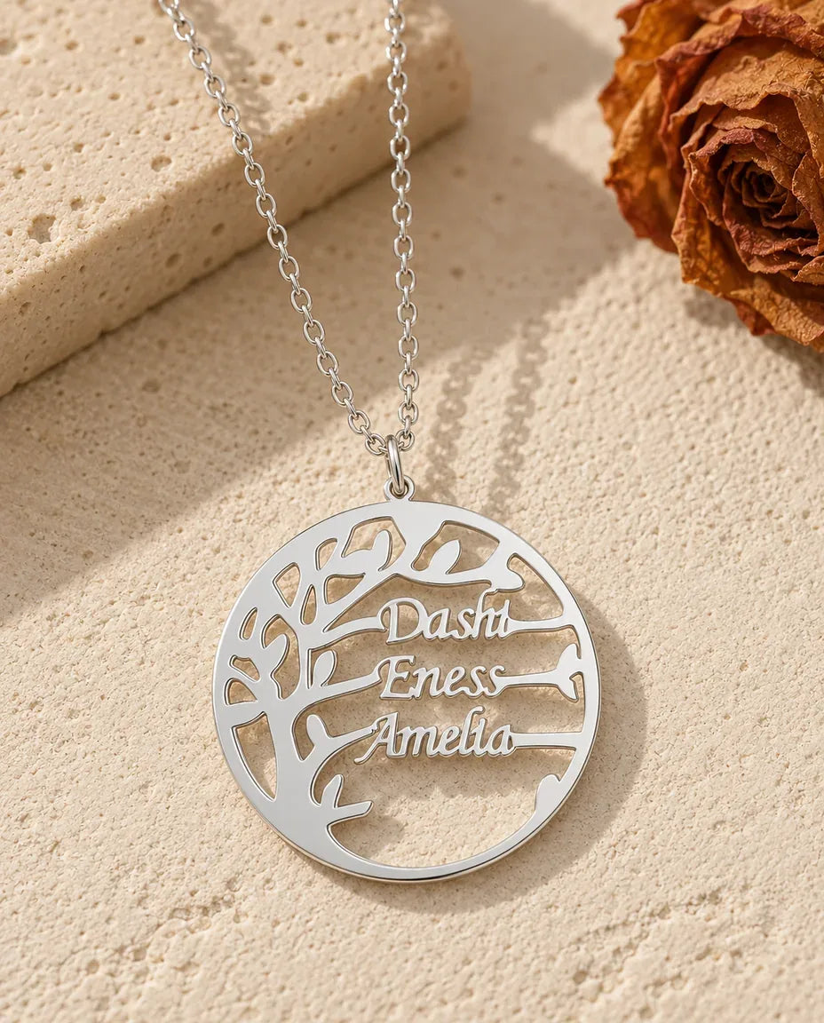 Collana con Nome Albero della Vita in Argento 925 - vista frontale in argento