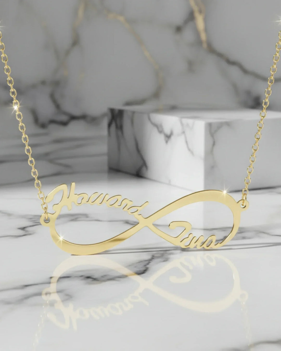 Collana con Due Nomi e Simbolo Infinito in Argento 925 – Personalizzata, Regalo di Coppia
