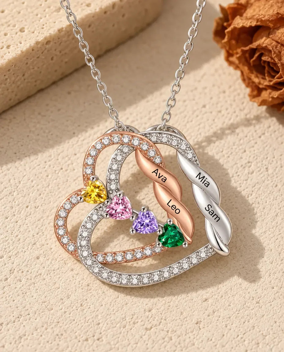 Collana Incisa Doppio Cuore in Rame - disteso in piano
