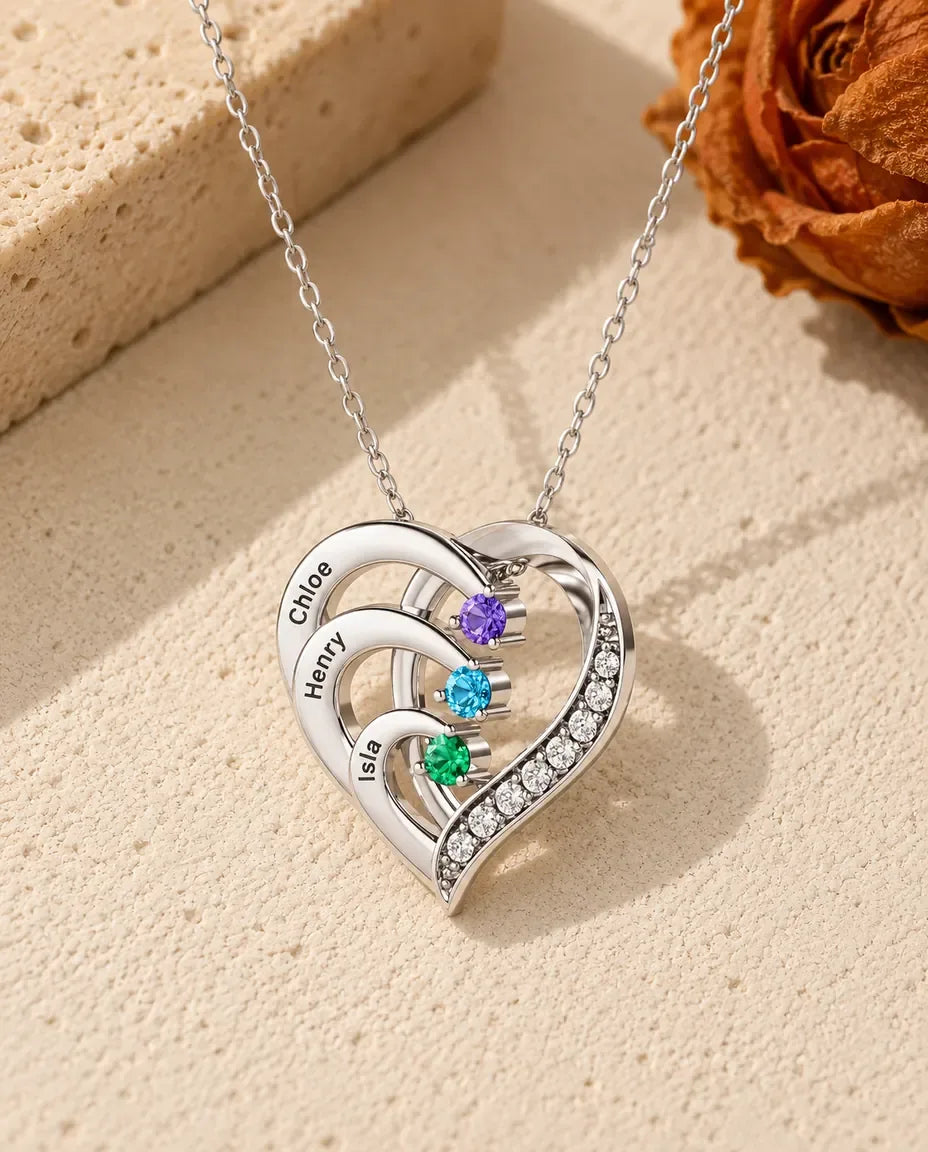 Collana con Pietre di Nascita - vista frontale in argento