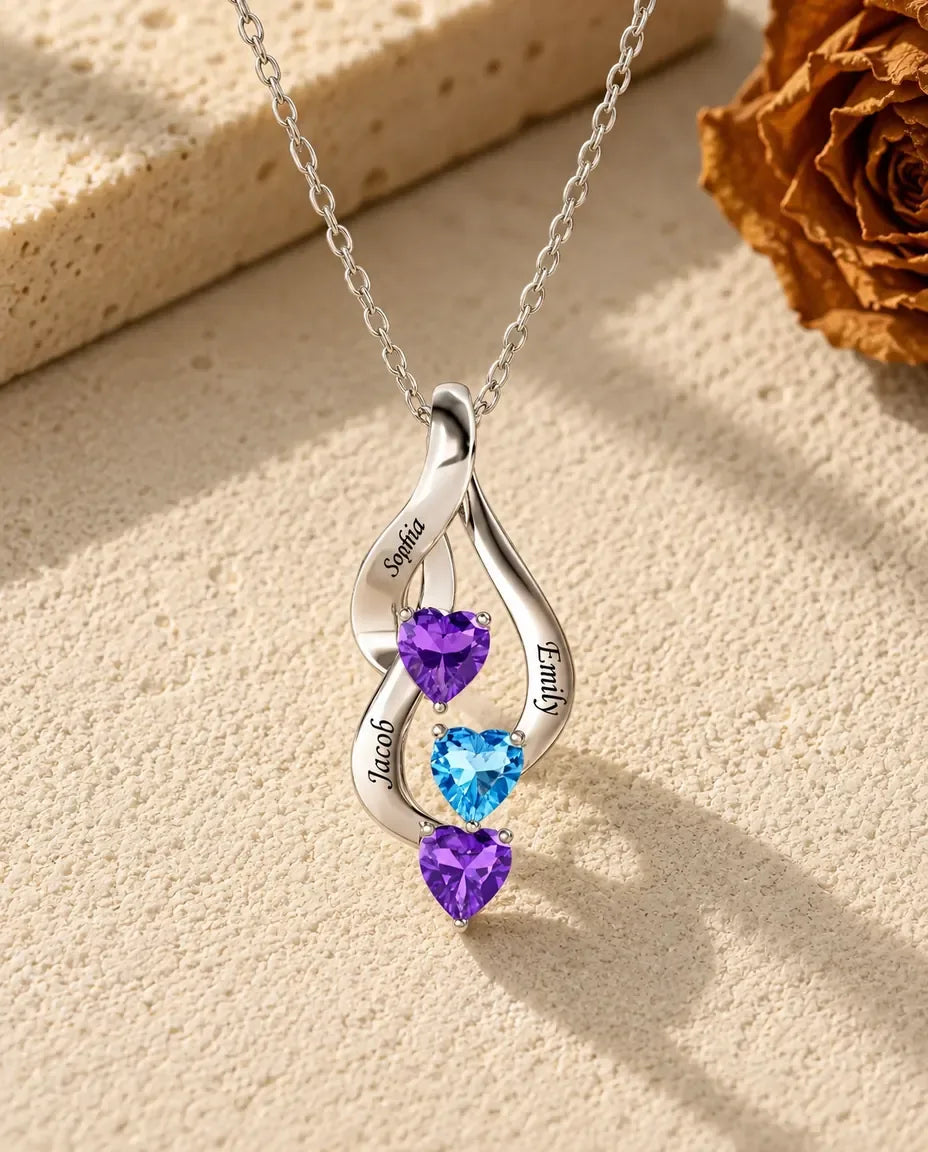 Collana con Pietre di Nascita in Argento 925 - vista frontale in argento