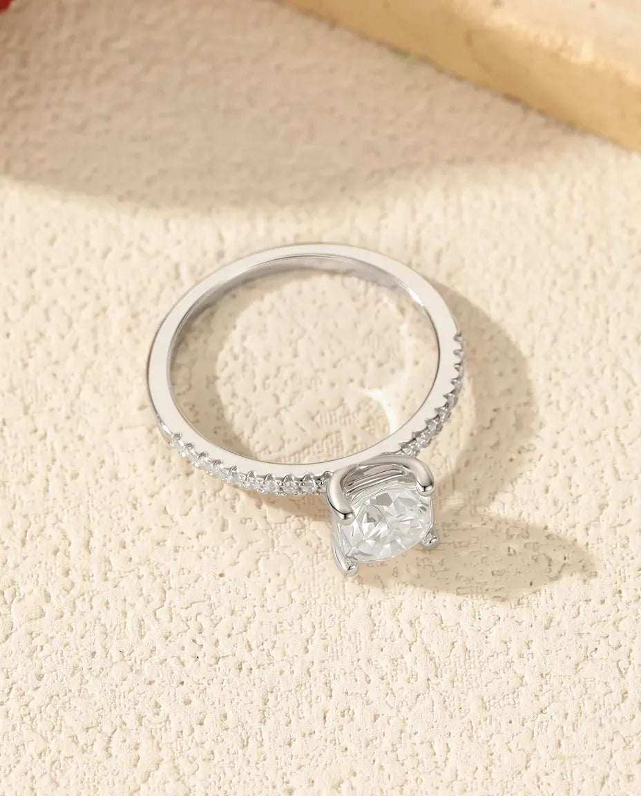 Anello Solitario Moissanite Cushion 1 ct Colore D – Gambo Pavé in Argento 925