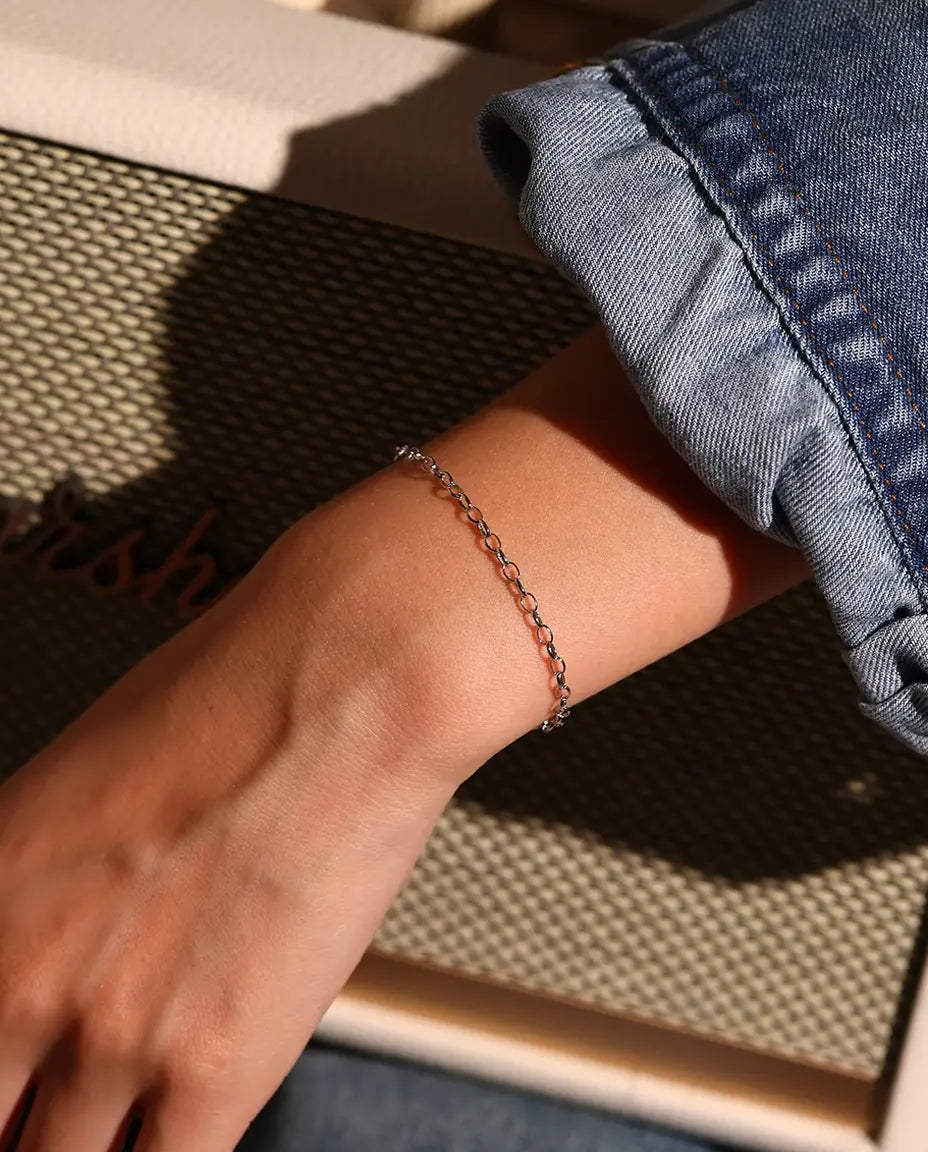Bracciale Catena Forzatina in Argento 925 - indossato al polso