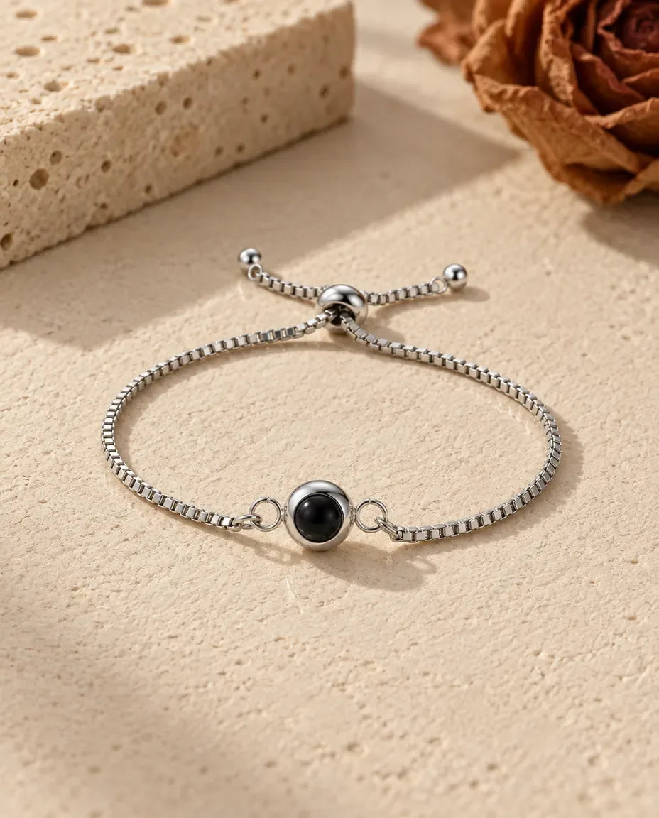 Bracciale con Foto Dentro - vista frontale in argento