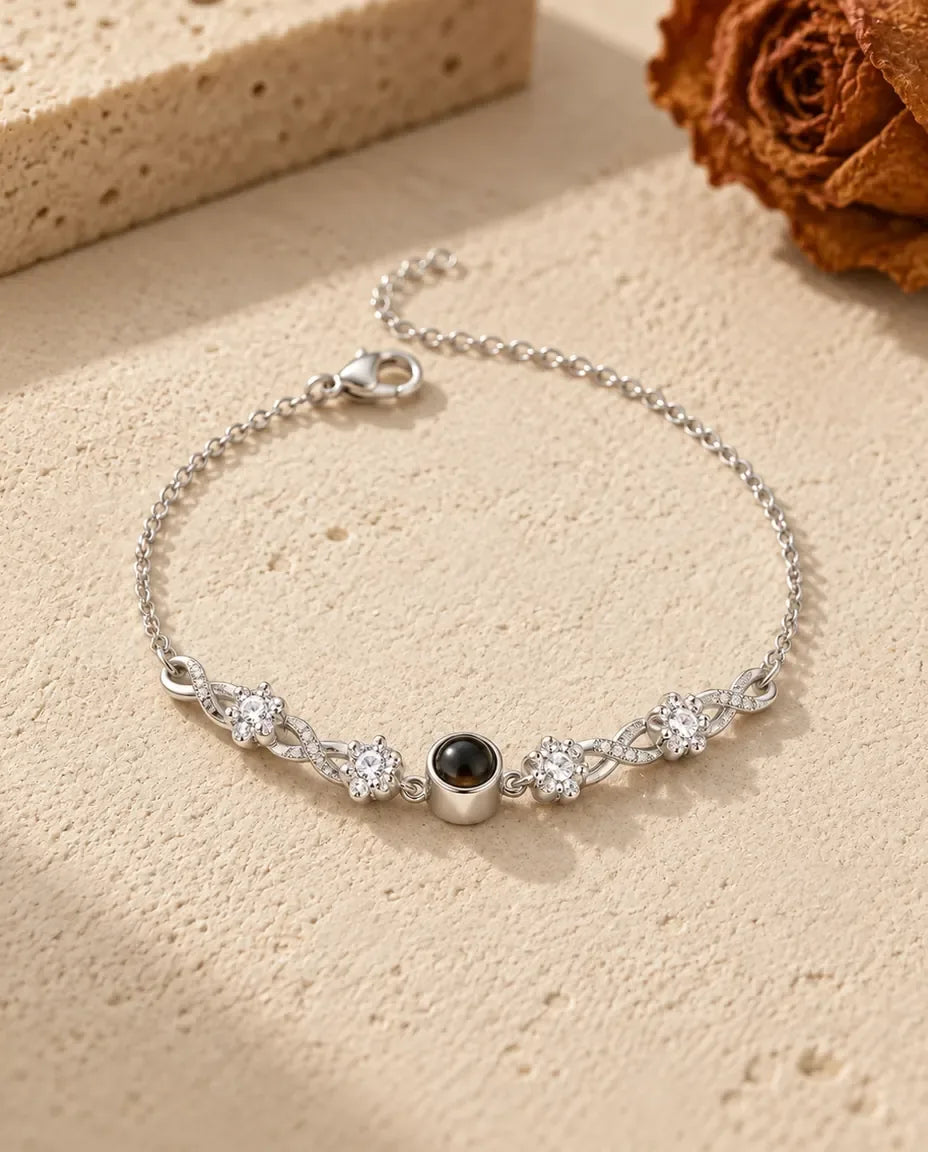 Bracciale con Foto Dentro - vista frontale in argento