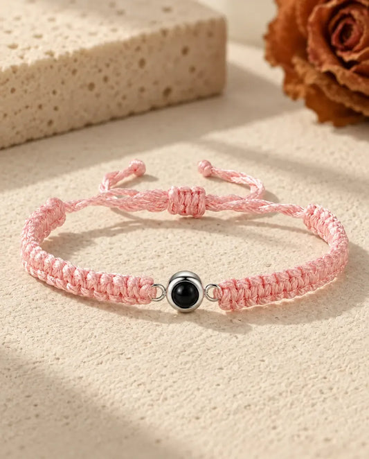 Bracciale con Foto Dentro la Perla Centrale - in rosa
