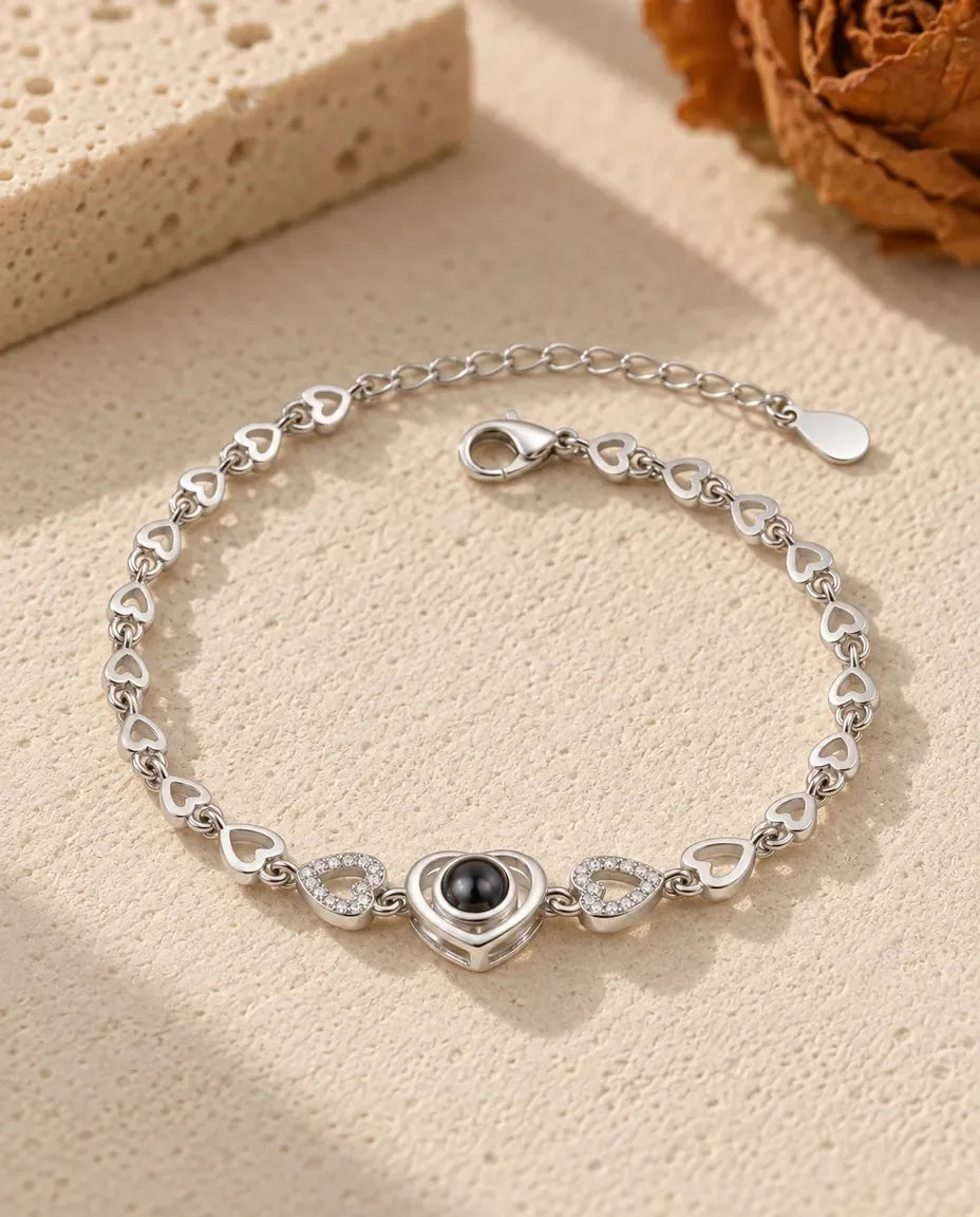 Bracciale con Foto Dentro - vista frontale in argento