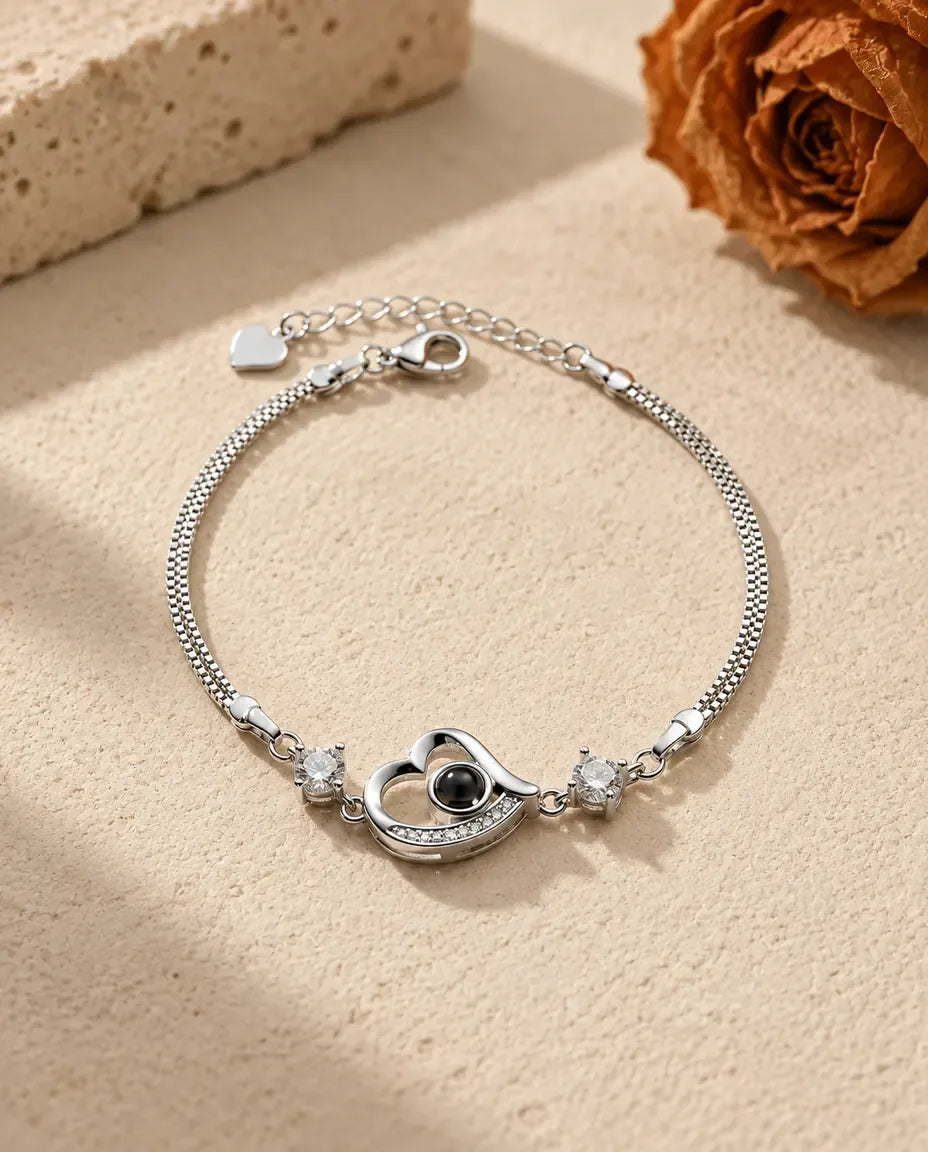 Bracciale con Foto Dentro - vista frontale in argento