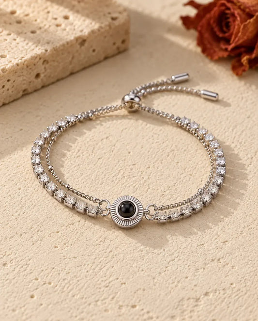 Bracciale con Foto Dentro - vista frontale in argento
