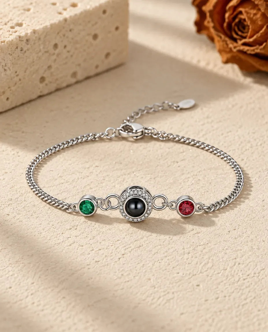 Bracciale con Foto Dentro - vista frontale in argento