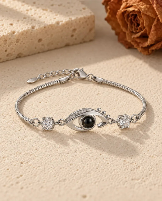 Bracciale con Foto Dentro - vista frontale in argento
