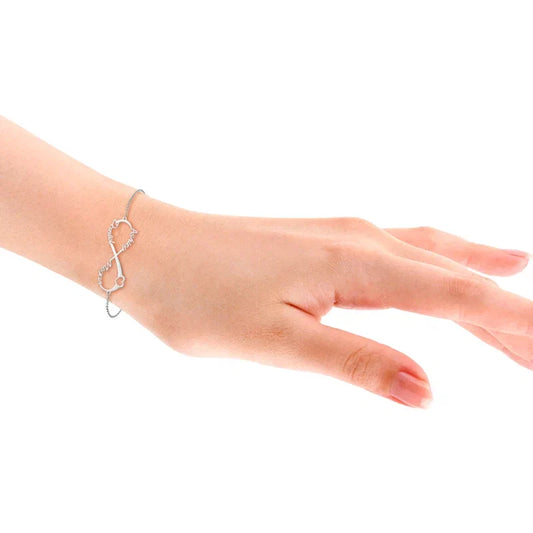 Bracciale Personalizzato Infinito con 3 Nomi Incisi, Argento 925 o Rame, Tre Finiture a Scelta
