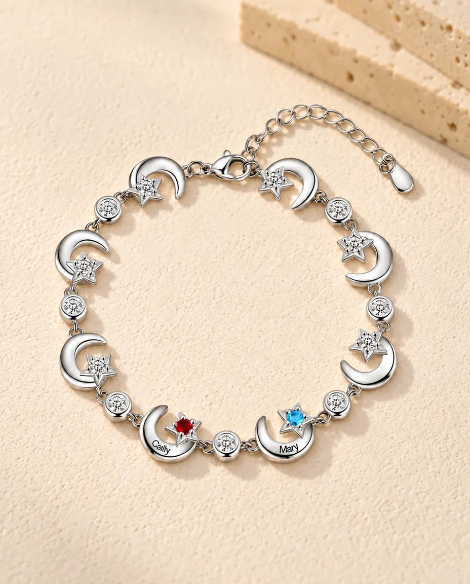 Bracciale Personalizzato Luna e Stella - vista frontale