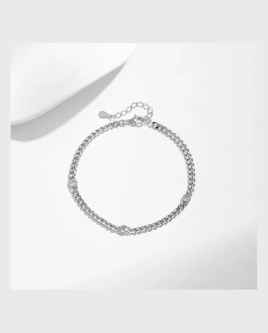 Bracciale Moissanite a Catena Attorcigliata – argento 925 placcato oro bianco, pietre colore D VVS1