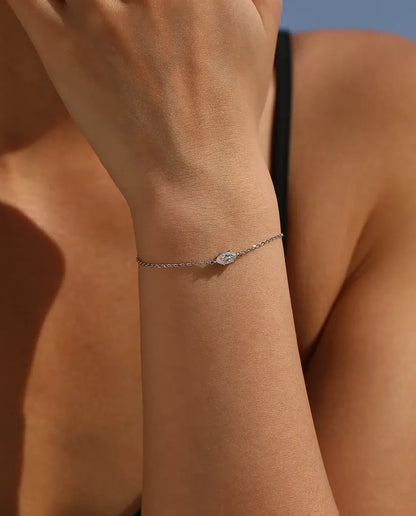 Bracciale con Moissanite Marquise - 0,50 ct colore D, 4 x 8 mm, catenina fine da 16+3 cm in argento 925
