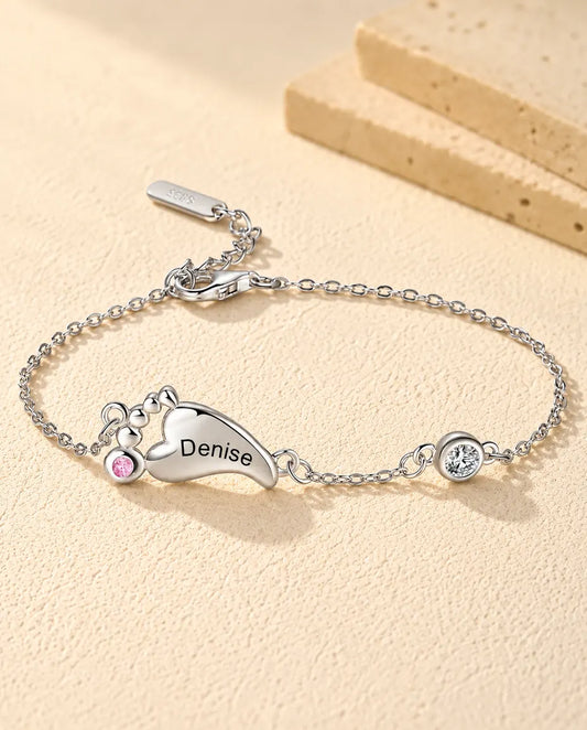 Bracciale personalizzato in argento 925 con piedini - vista frontale