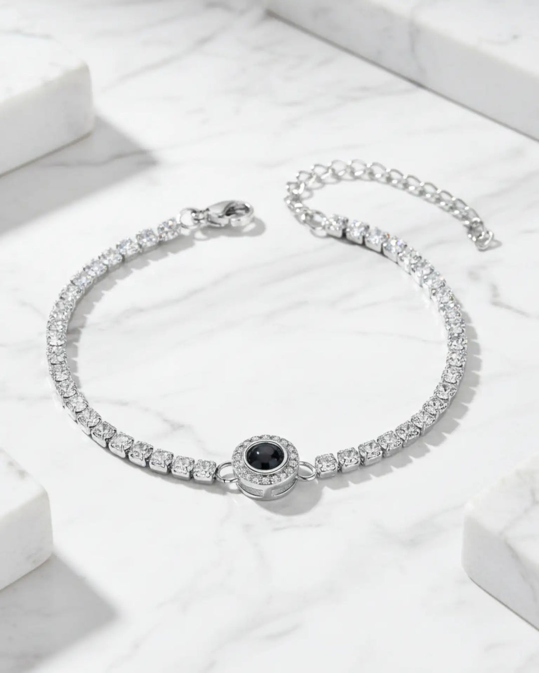 Bracciale Tennis con Foto Dentro, Zirconi Scintillanti, Personalizzato, Regalo per Lei e Anniversario
