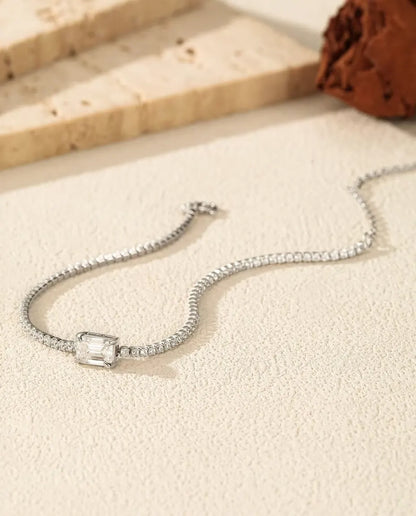 Bracciale Tennis in Moissanite taglio smeraldo - 1,00 ct colore D, 5 x 7 mm, argento 925, 16 + 5 cm