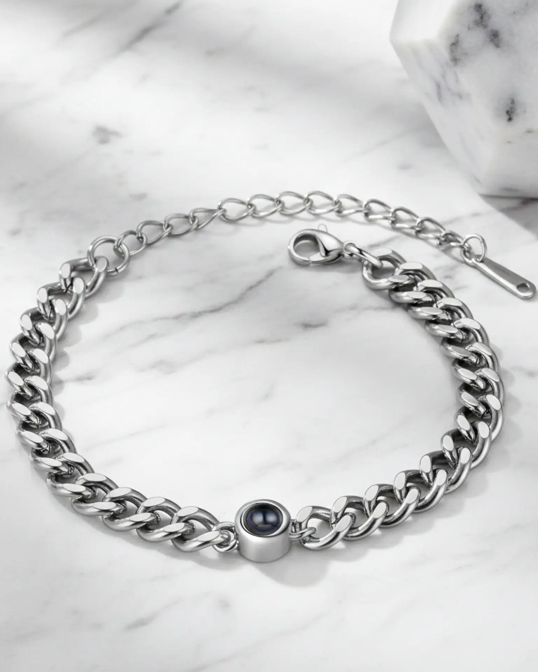 Bracciale Uomo con Foto Dentro in Acciaio al Titanio – Foto Nascosta Personalizzata, Regalo per Lui o Papà