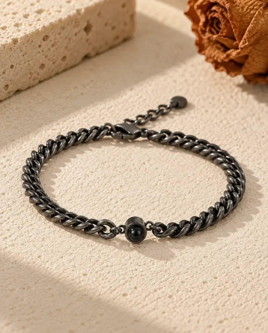 Bracciale Uomo con Foto Dentro - disteso in piano