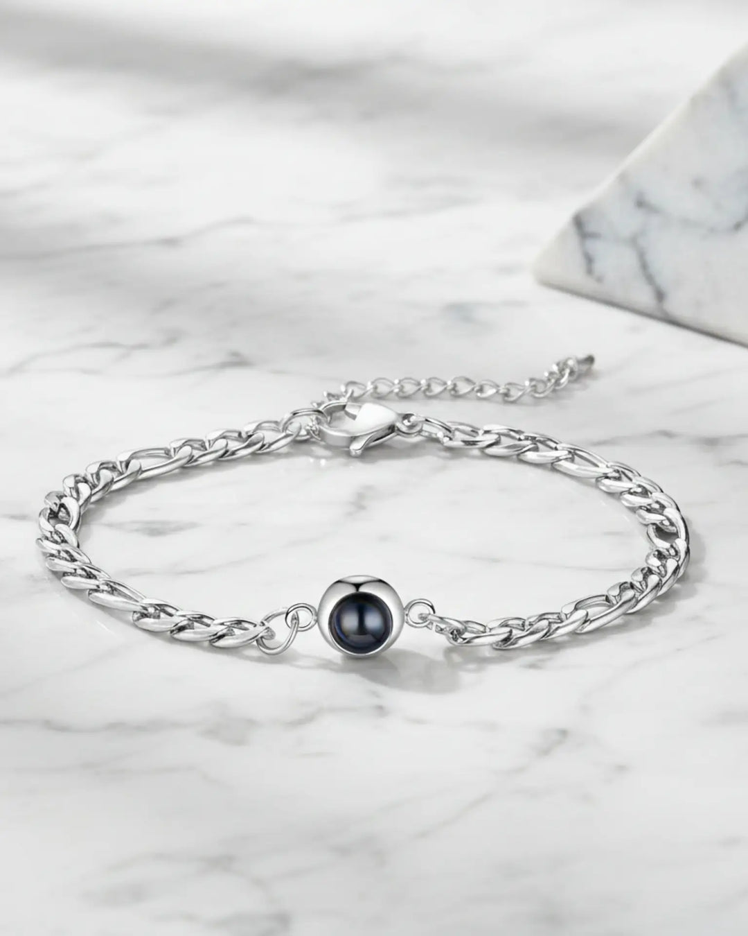 Bracciale Uomo con Foto Dentro – Catena a Maglia Grumetta, Ricordo Discreto, Regalo per Lui o Papà
