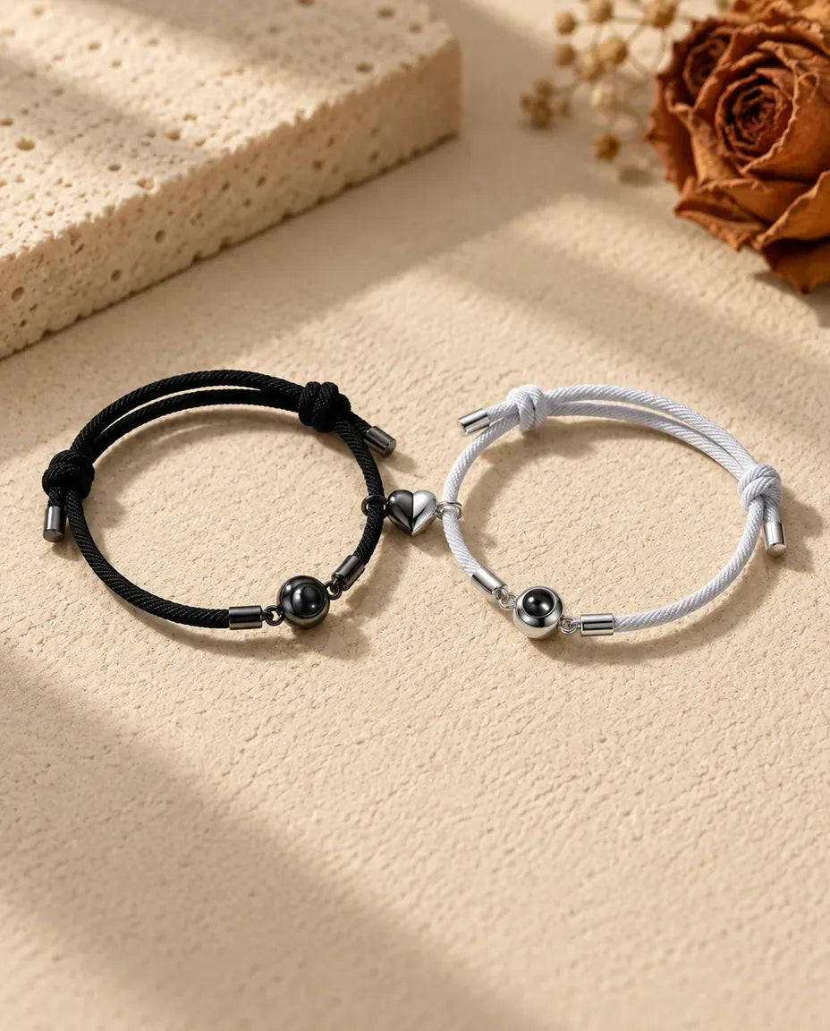 Bracciali di Coppia con Foto Dentro - coppia abbinata distesa