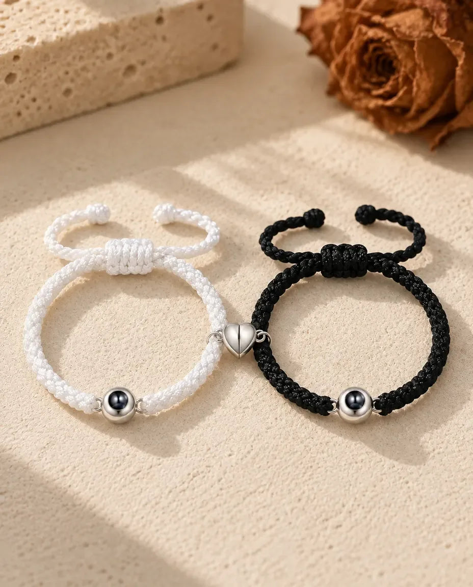 Bracciali di Coppia con Foto Dentro - coppia abbinata distesa