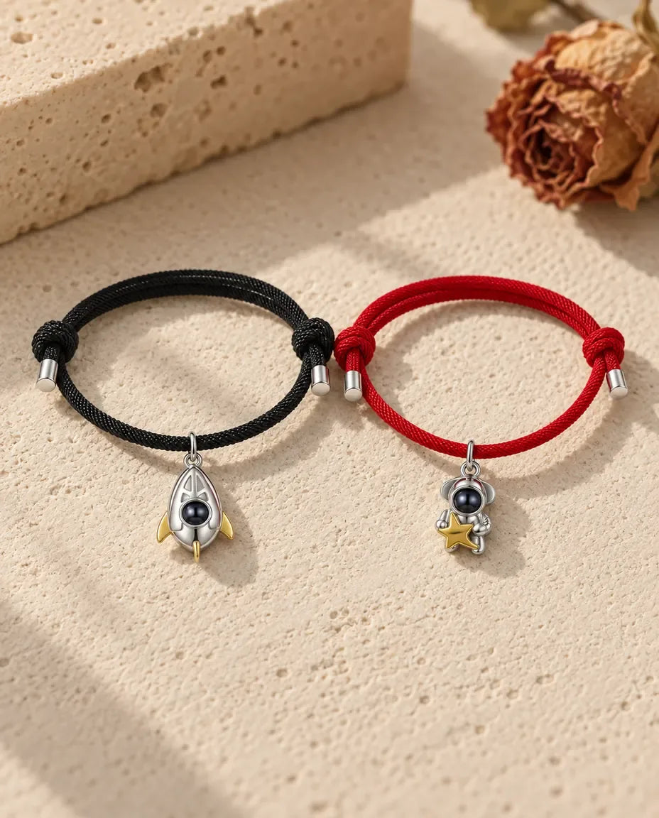 Bracciali di Coppia con Foto Dentro - coppia abbinata distesa