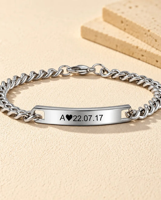 Bracciale Inciso con Piastrina - vista frontale