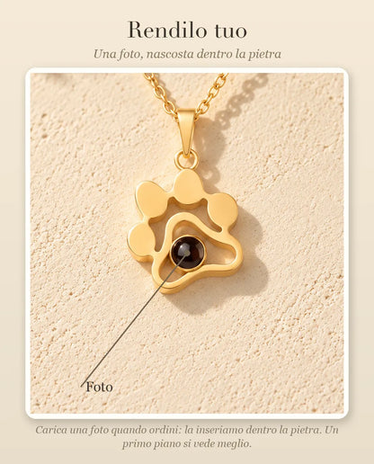 Guida alla personalizzazione: dove va la tua foto dentro la pietra della collana a zampa
