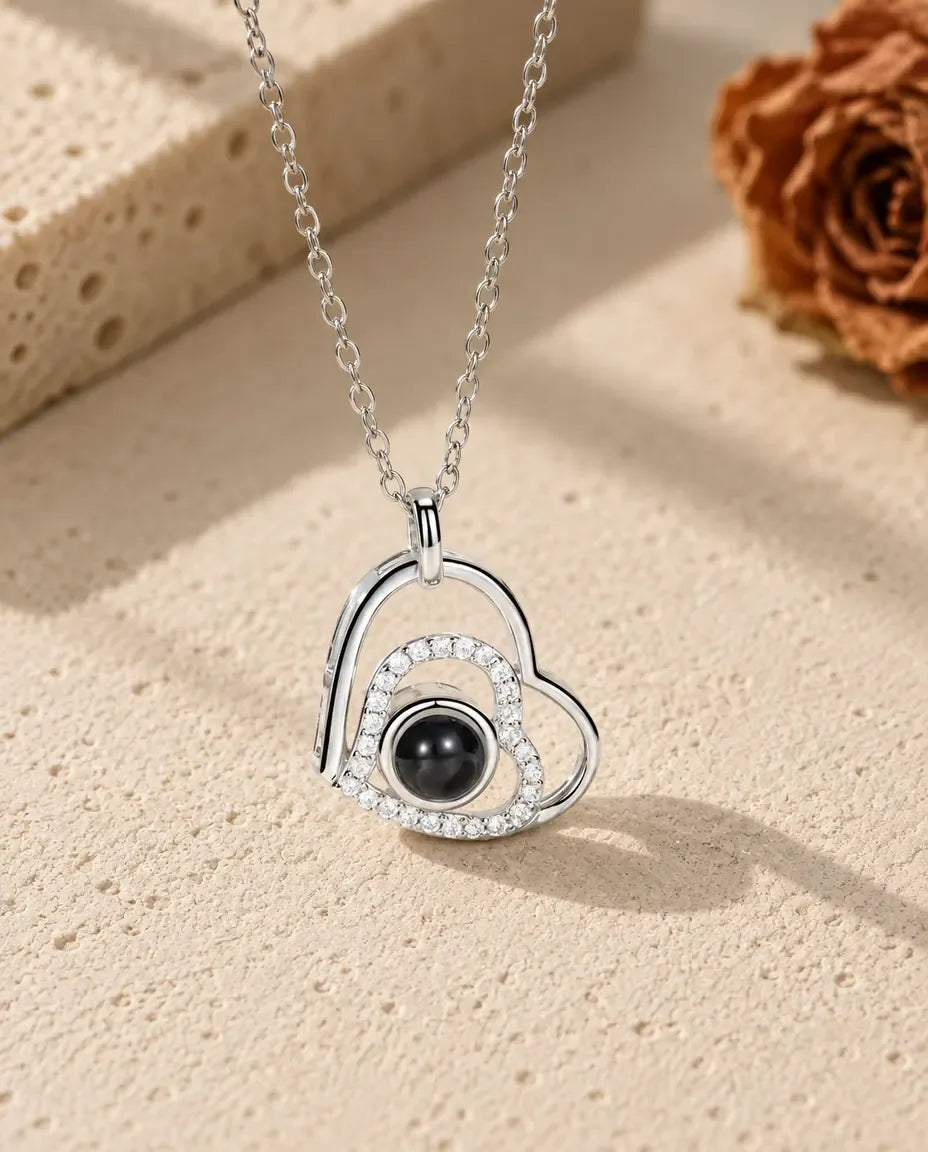 Collana con Foto Dentro - vista frontale in argento