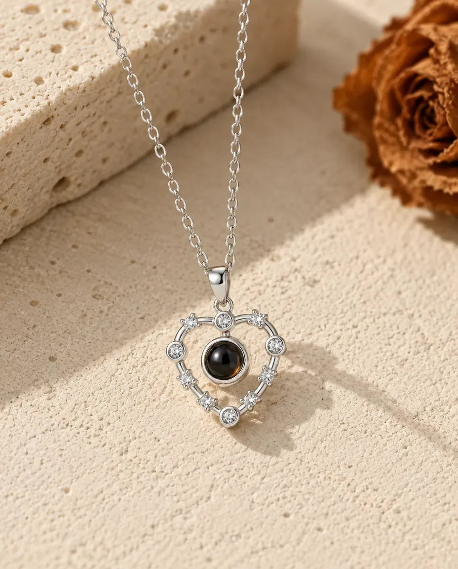 Collana con Foto Dentro - vista frontale in argento