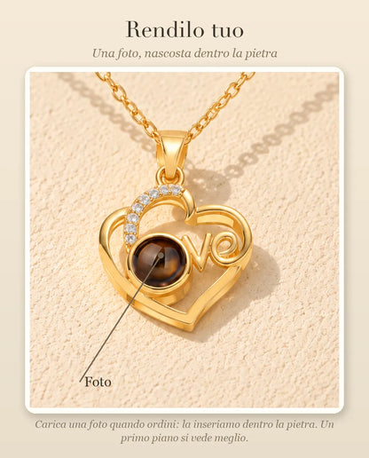 Guida alla personalizzazione: la foto dentro la pietra della collana cuore Love