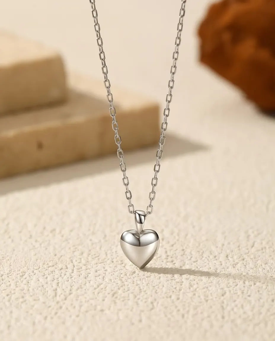 Collana con Cuore Piccolo – ciondolo cuore bombato da 6 mm in argento 925, catena sottile da 40+5 cm
